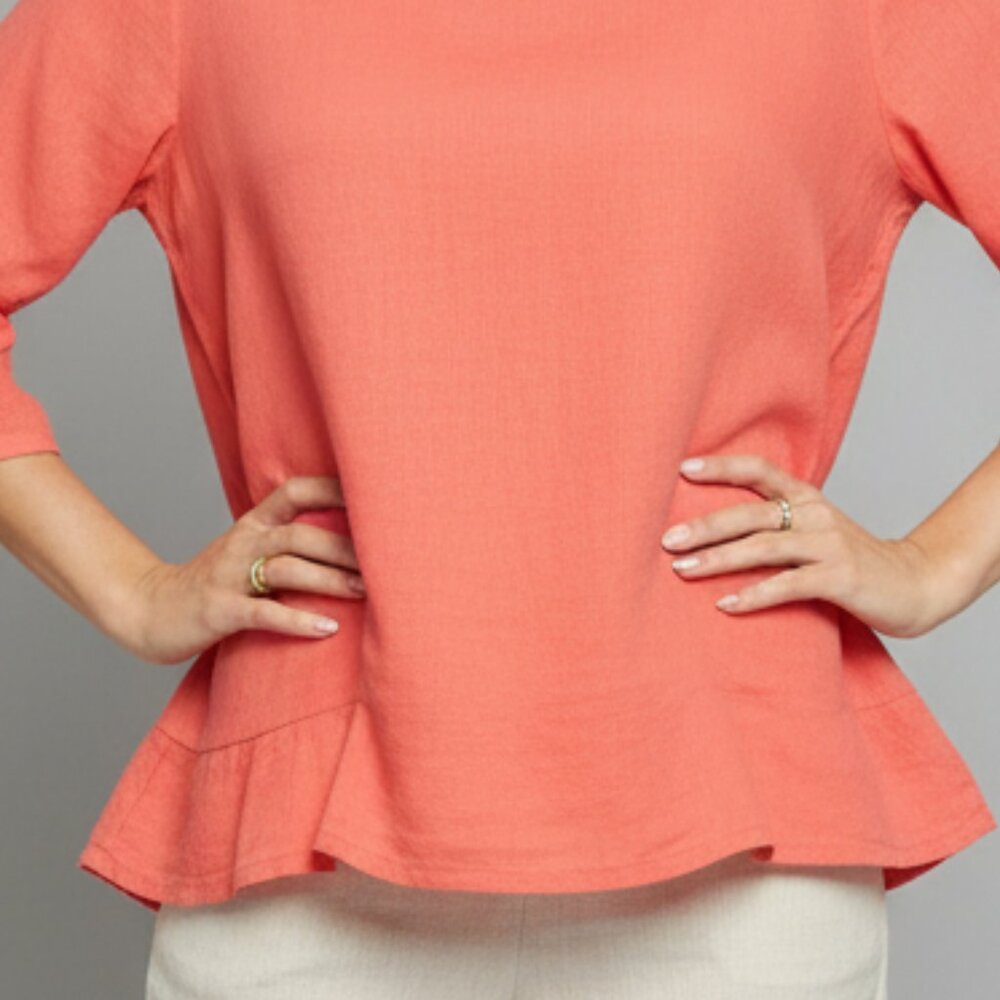 Match Point USA 100% Linen Ruffle Bottom Top - Picture 12 of 15